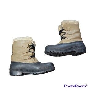 Sorel black and tan duck boots